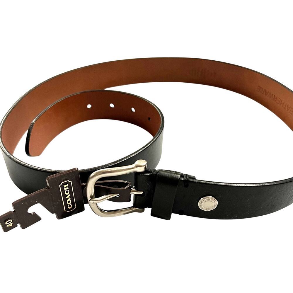 Coach Men's Black Leatherware Jeans Belt - Size 40 NWT - Picture 2 of 6